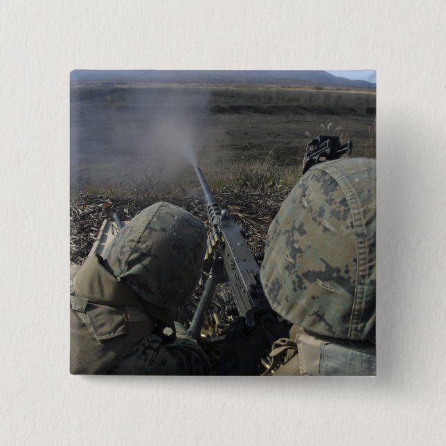 Marines fire an M2 50 caliber machine gun Button (Front)