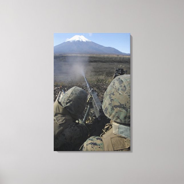 Marines fire an M2 50 caliber machine gun Canvas Print (Front)
