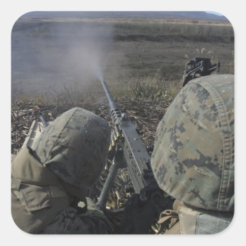 Marines fire an M2 50 caliber machine gun Square Sticker