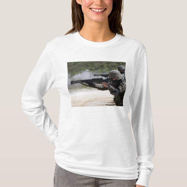 Marines firing shotguns T-Shirt (Front)