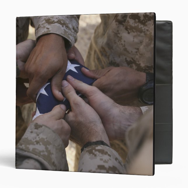 Marines fold an American flag 3 Ring Binder (Front/Inside)