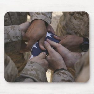 Marines fold an American flag Mouse Pad
