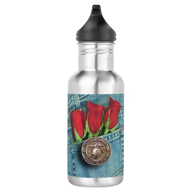 Marines, Jeans and Roses! OoRah! Water Bottle (Right)