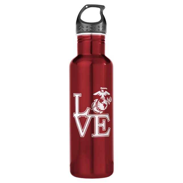 Marines Love Design Stainless Steel Water Bottle (Front)