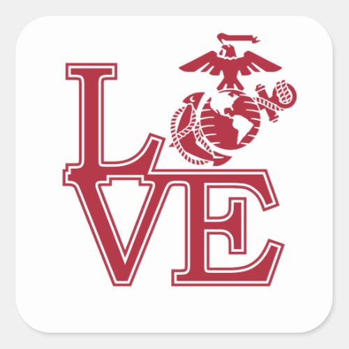 Marines Love Square Sticker