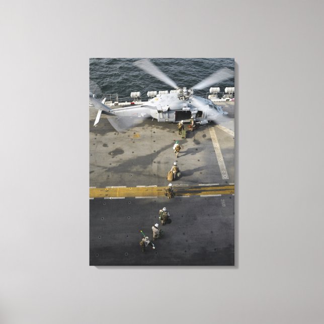 Marines prepare to board an MH-60S Canvas Print (Front)