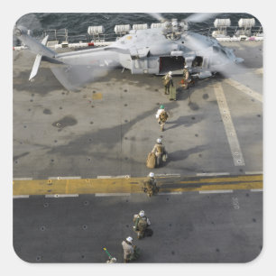 Marines prepare to board an MH-60S Square Sticker