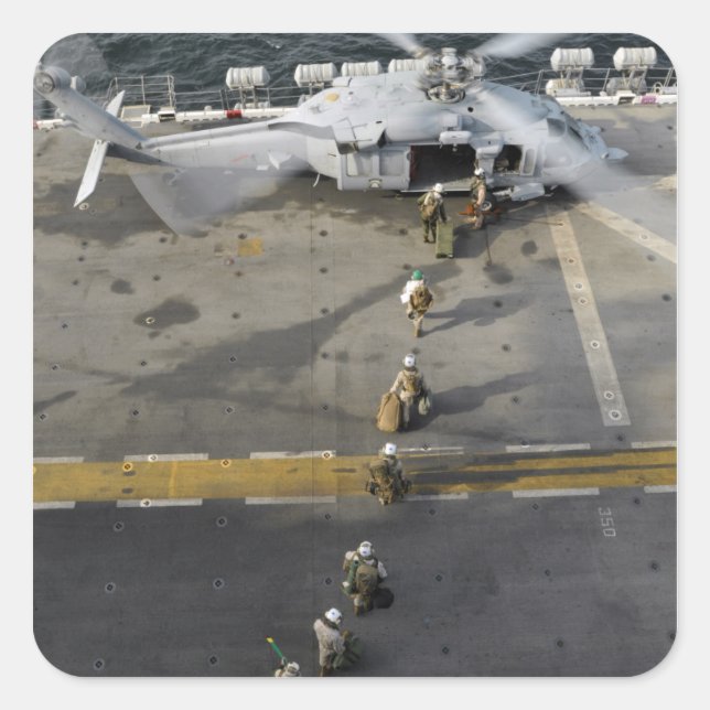 Marines prepare to board an MH-60S Square Sticker (Front)