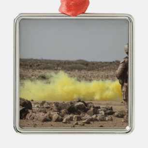 Marines provide security metal ornament