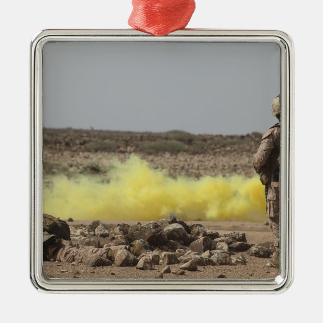 Marines provide security metal ornament (Front)