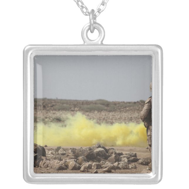Marines provide security silver plated necklace (Front)