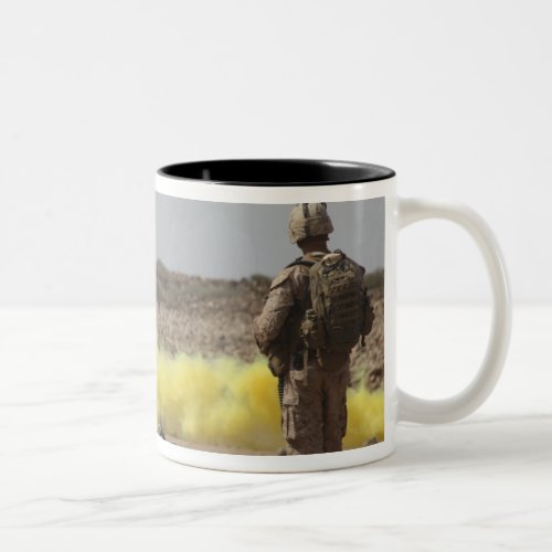 Marines provide security Two_Tone coffee mug