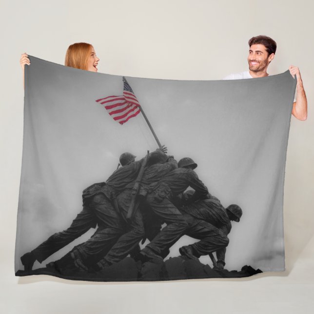 MARINES RAISE FLAG at IWO JIMA Fleece Blanket (In Situ)