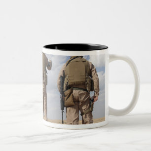 Marines scan the horizon for insurgent activity Two-Tone coffee mug