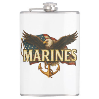 Marines With Eagle and Flag Flask