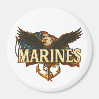 Marines With Eagle and Flag Magnet