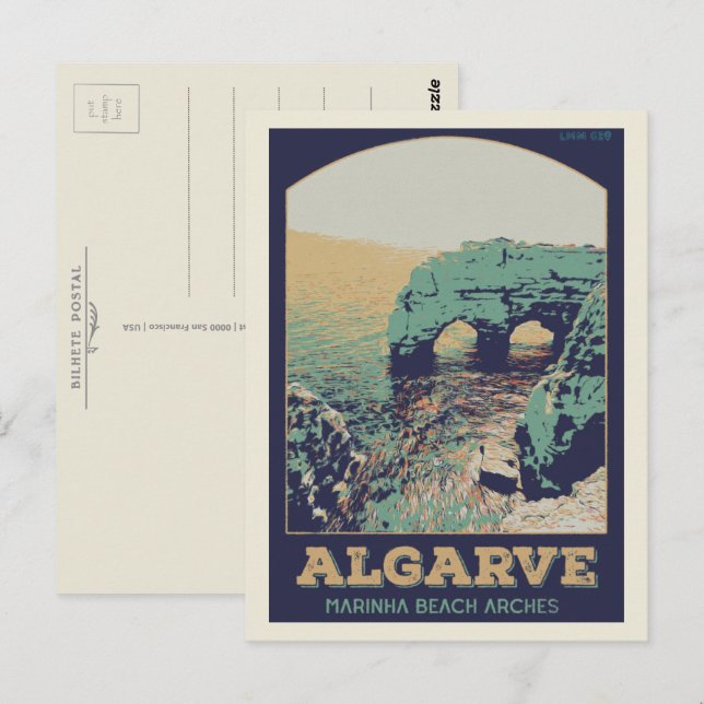Marinha beach illustration Algarve Portugal Postcard (Front/Back)