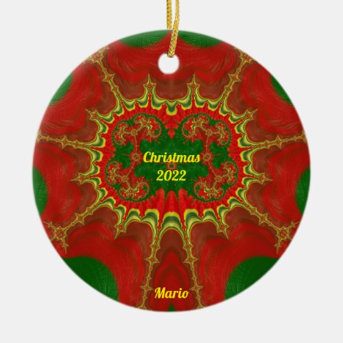 MARIO  3D CHRISTMAS Red Green Yellow 2022 Ceramic Ornament