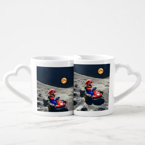 Mario Cart on the moon Couple Mug Coffee Mug Set