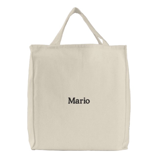 Mario Embroidered Mens Name, Embroidered Tote Bag (Front)