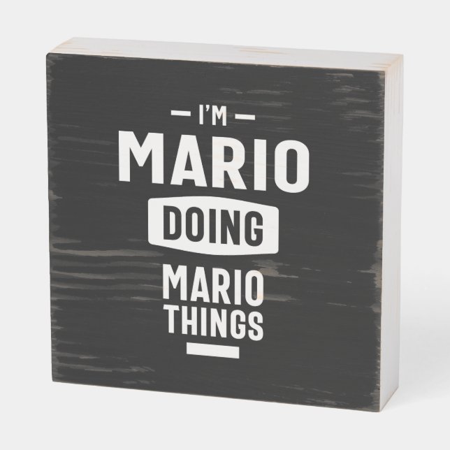 Mario Personalized Name Birthday Gift Wooden Box Sign (Angled Horizontal)