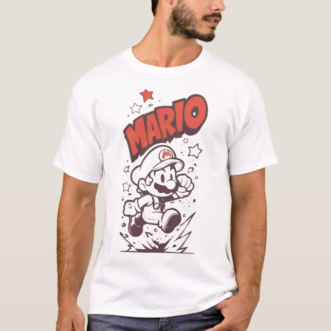 Mario Retro Pixel Plumber Gamers T-Shirt (Front)