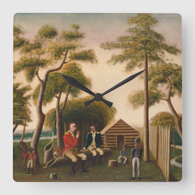 Marion Feasting the British Officer Square Wall Clock (Front)
