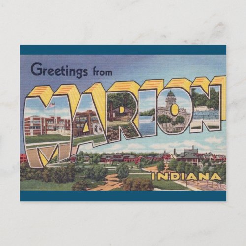 Marion Indiana Vintage Travel Postcard
