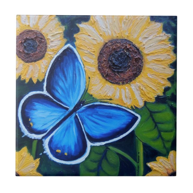 Mariposa Azul Tile (Front)