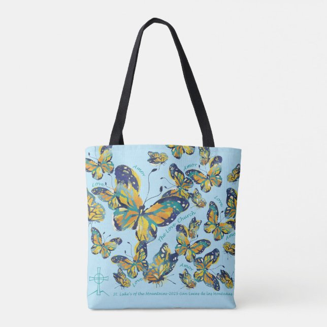 Mariposa-Butterfly Tote AQUA (Back)
