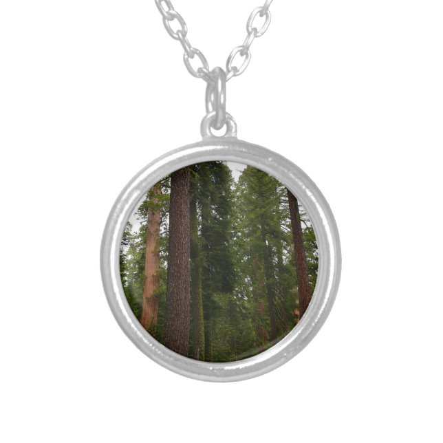 Mariposa Grove in Yosemite National Park Silver Plated Necklace (Front)