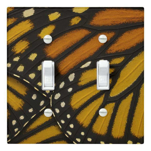 Mariposa Orange Yellow Monarch Butterfly Wing Light Switch Cover (In Situ)