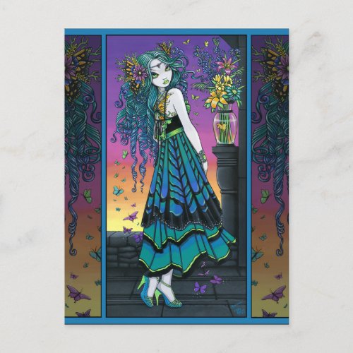 Mariposa Rainbow Butterfly Flower Fairy Postcard