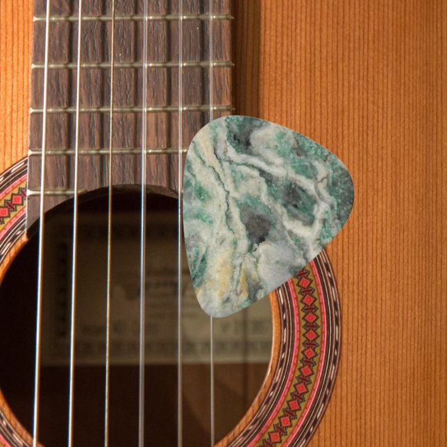Mariposite Mineral Stone Image Guitar Pick (In Situ)