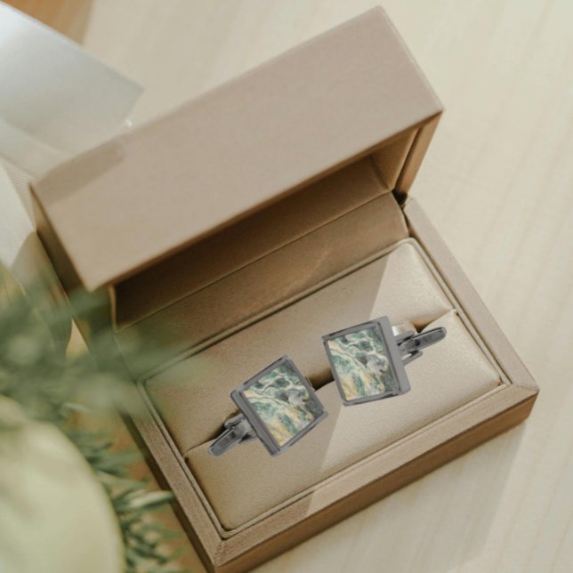 Mariposite Mineral Stone Pattern Cufflinks (In Situ Gunmetal)