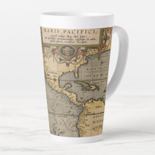 Maris Pacifici Antique Americas Map Latte Mug