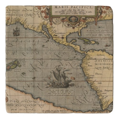 Maris Pacifici Antique Americas Map Trivet
