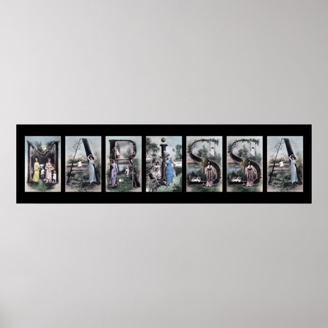 MARISSA Vintage Alphabet Letter Name Art Poster (Front)