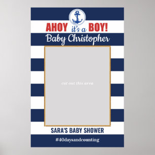 Maritime Ahoy It's A Boy Baby Shower Photo Prop Poster