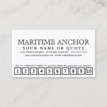 Maritime Anchor Loyalty Punch Card by identica at Zazzle