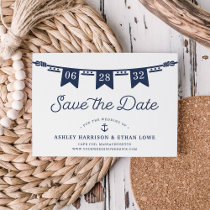 Maritime | Classic Navy Blue Nautical Flags Save The Date