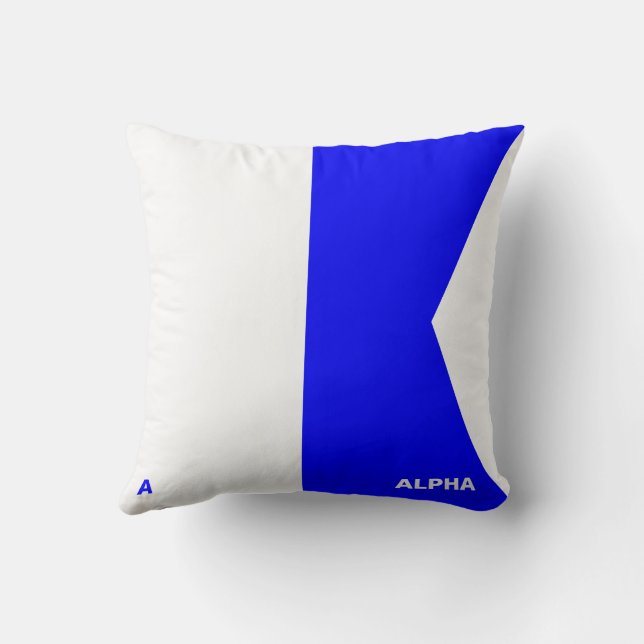 Maritime Flag A — Alpha Throw Pillow (Back)