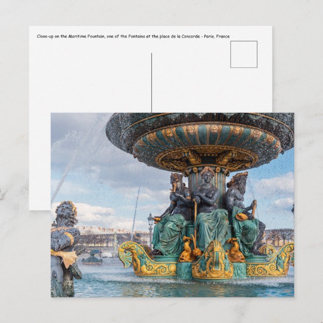 Maritime Fountain at place de la Concorde - Paris Postcard (Front/Back)