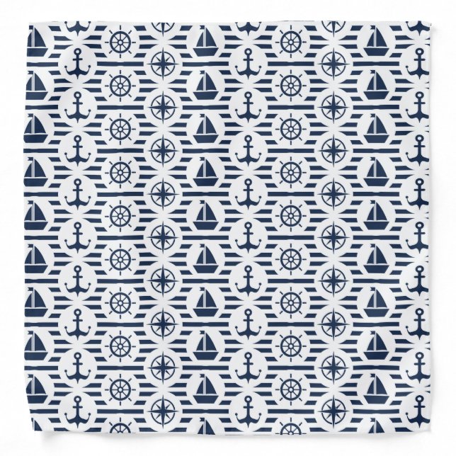 Maritime In Blue Pattern Bandana (Front)