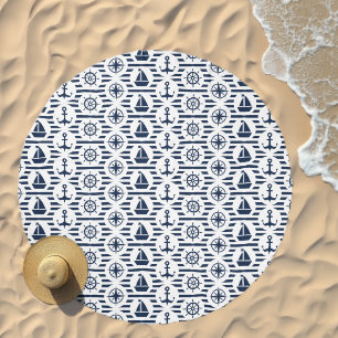 Maritime In Blue Pattern Beach Towel