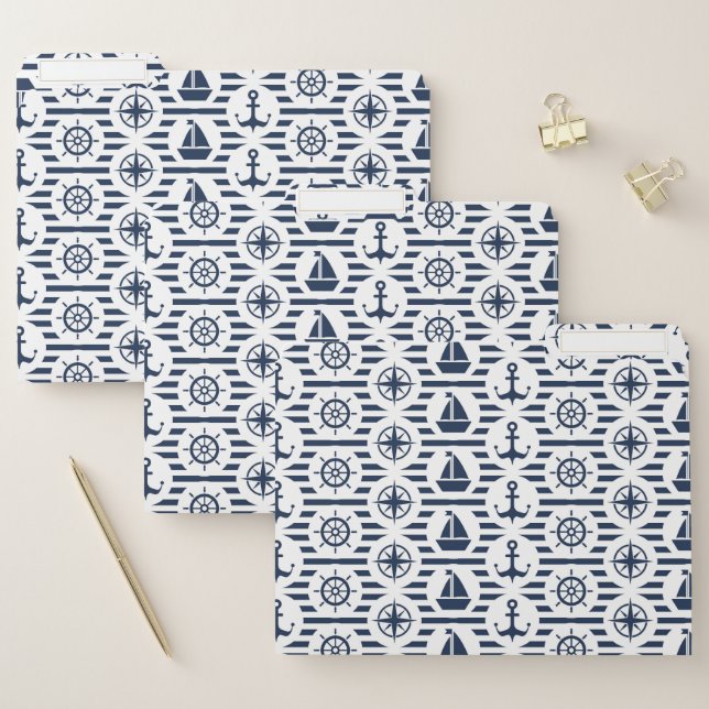Maritime In Blue Pattern File Folder (Set)