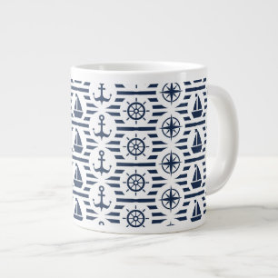 Maritime In Blue Pattern Giant Coffee Mug