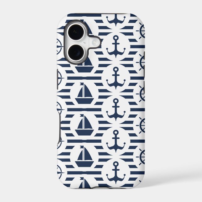 Maritime In Blue Pattern Iphone Case (Back)