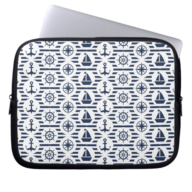 Maritime In Blue Pattern Laptop Sleeve (Front)