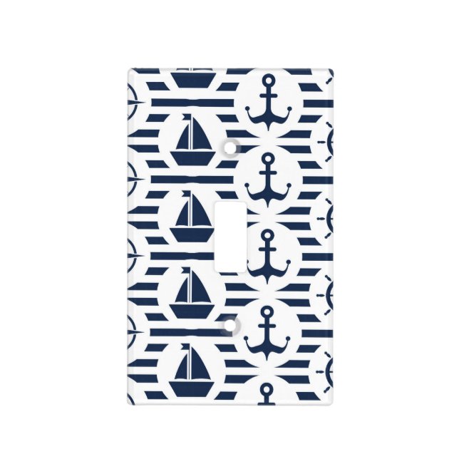 Maritime In Blue Pattern Light Switch Cover (Front)